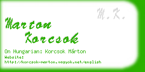 marton korcsok business card