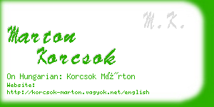 marton korcsok business card